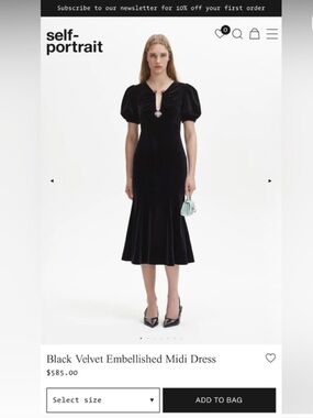 ♠️ Self Portrait Black Velvet Embellished Midi Dress ♠️